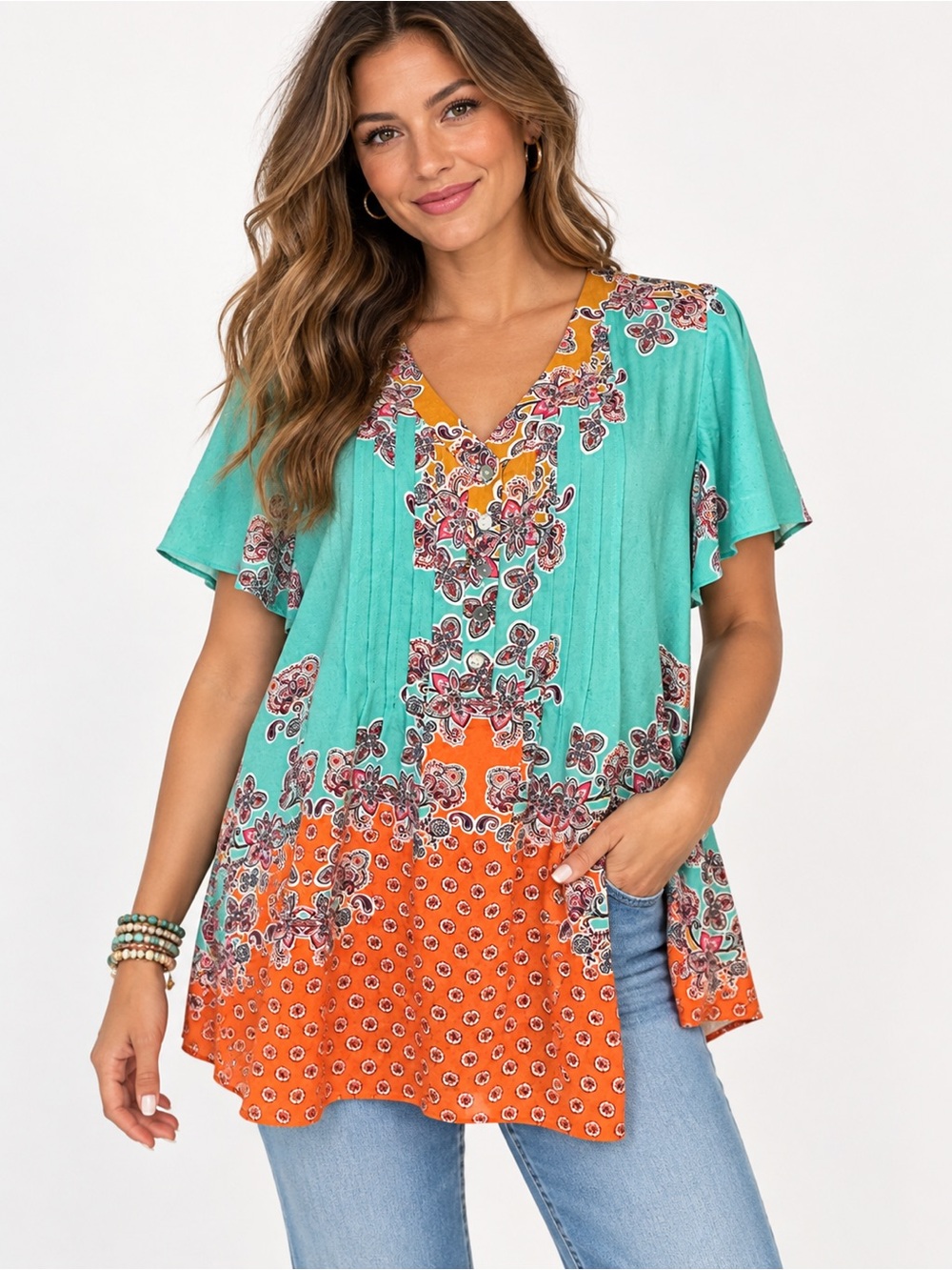 ✨NWT Rose + Olive Boho Blouse